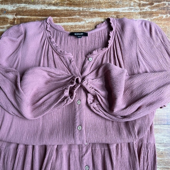 Knee Length Long Sleeve Button Down Dress Rose Colored Size S/M by Wishl… - Picture 5 of 9